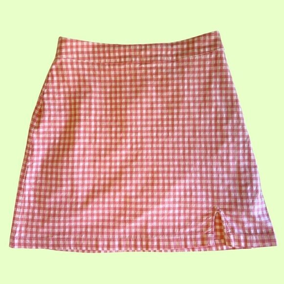 Pink & White Checkered Hollister High Rise Ultra Mini Skirt - Picture 1 of 5